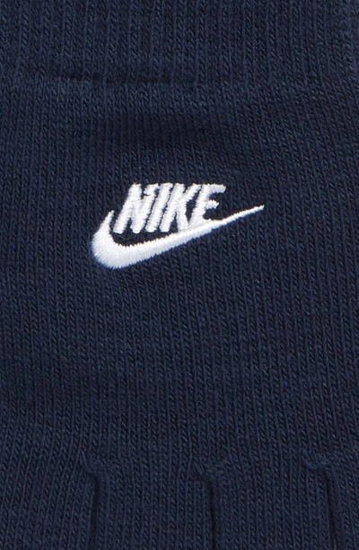 Shop Nike Kids' Embroidered Logo Knit Gloves In Obsidian