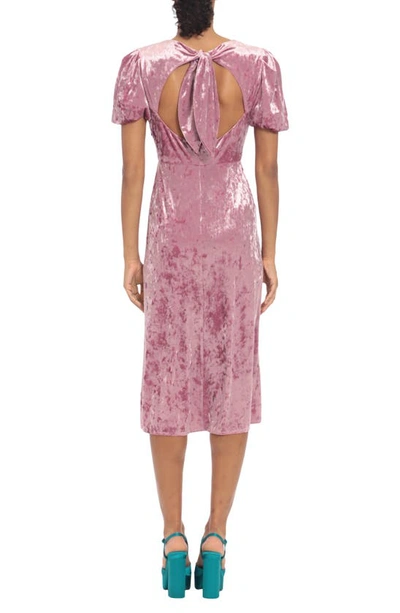 Shop Donna Morgan For Maggy Puff Sleeve Velvet Midi Dress In Grape
