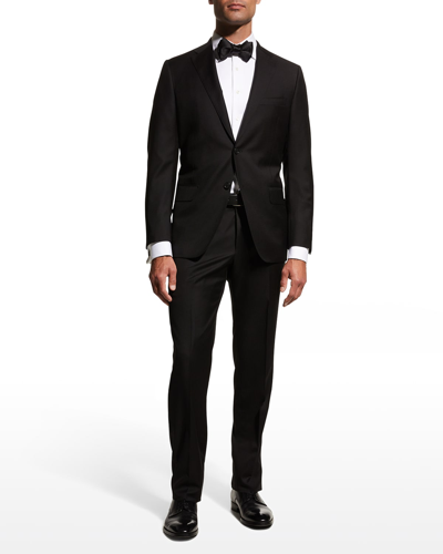 Hickey Freeman Men's Two-piece Tasmanian Wool Tuxedo Suit With Satin Notch Lapel In Black
