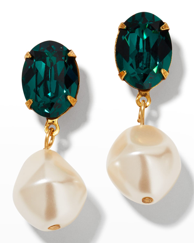 Shop Jennifer Behr Tunis Crystal-pearl Drop Earrings In Fuschia