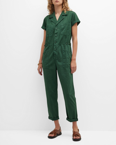 Shop Pistola Grover Button-front Utility Jumpsuit In Ivy