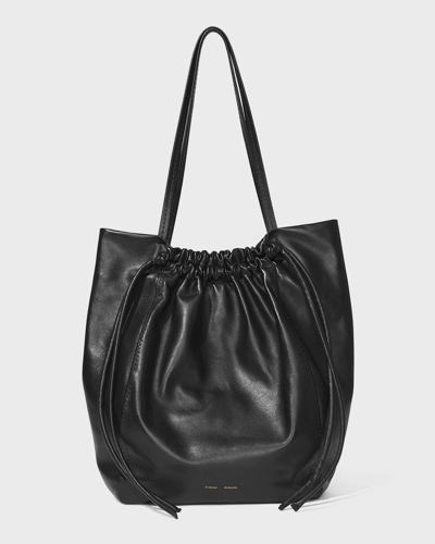 Shop Proenza Schouler Drawstring Calf Leather Tote Bag In Black