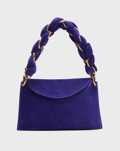 Shop Proenza Schouler Braided Suede Chain Top-handle Bag In Dark Indigo Suede
