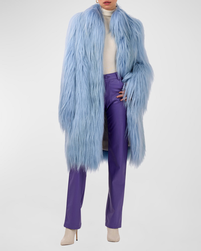 Shop Gorski Goat Fur Long Stroller Coat In Blue