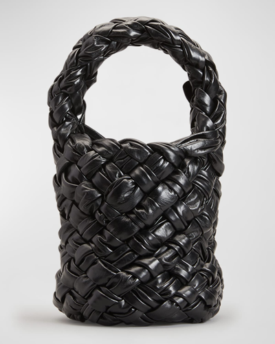 Shop Bottega Veneta Kalimero Mini Intrecciato Pleated Bucket Bag In Black