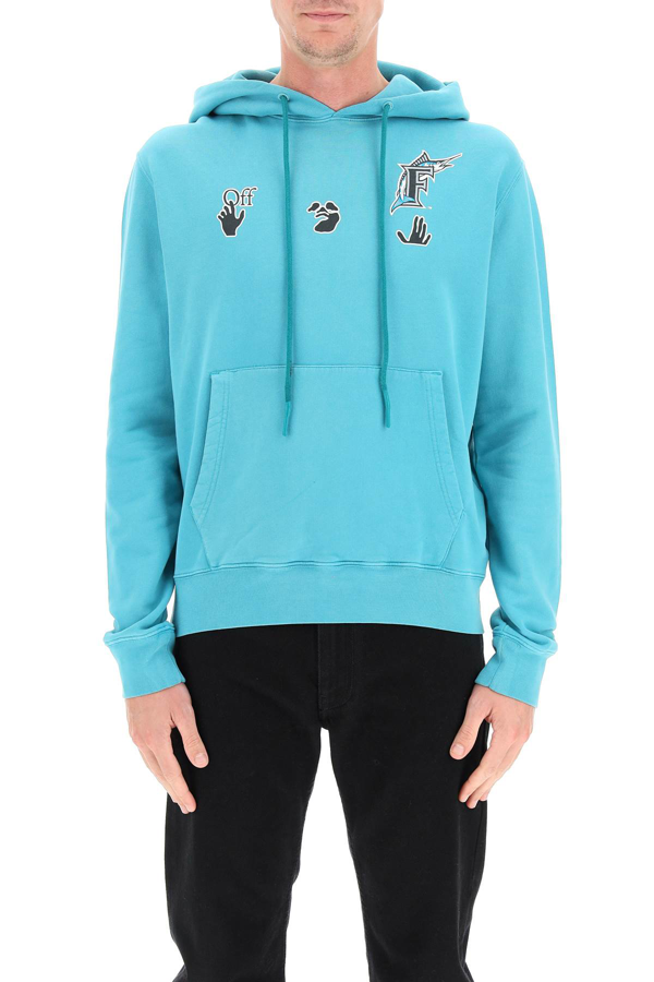Off-White x MLB Florida Marlins logo-print hoodie - Blue