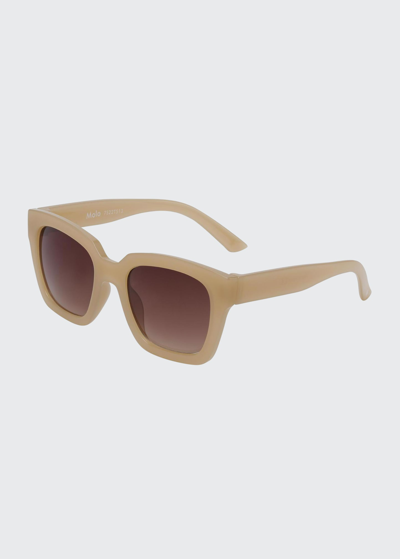 Shop Molo Kid's Solana Block-frame Sunglasses In Solid Color In Dust Beige