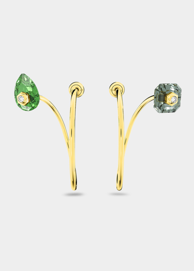 Shop Swarovski Numina Asymmetrical Large Drop Earrings, Multicolor In Green
