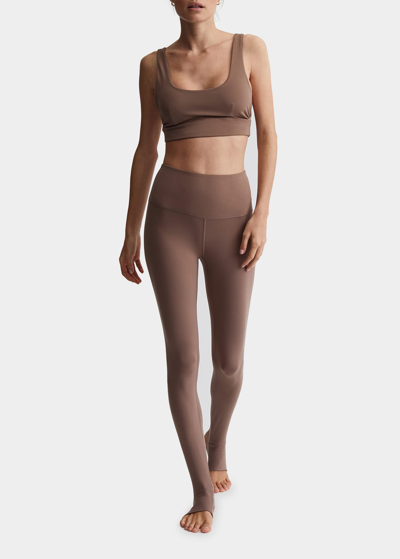 Shop Varley Let's Move High-rise Stirrup Leggings In Deep Taupe