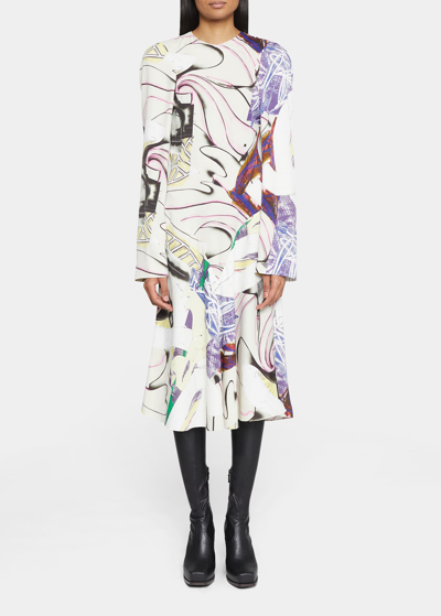 Shop Stella Mccartney Abstract-print Tilted Midi Dress In 8473 Multicolor