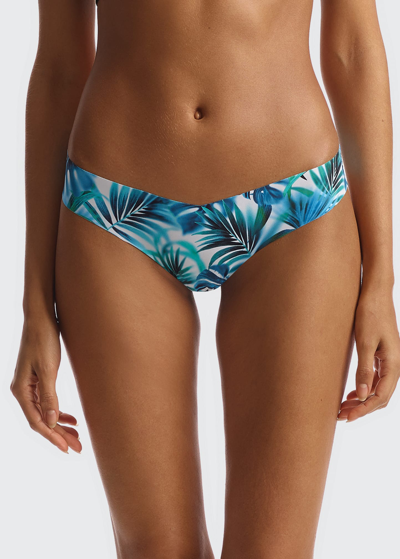 Shop Commando Seamless Printed Thong In Green Palms