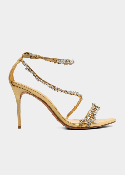 Shop Alexandre Birman Demi 85mm Crystal Sandals In Oro Crystal