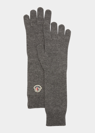 Shop Moncler Cashmere Knit Gloves In Medium Grey
