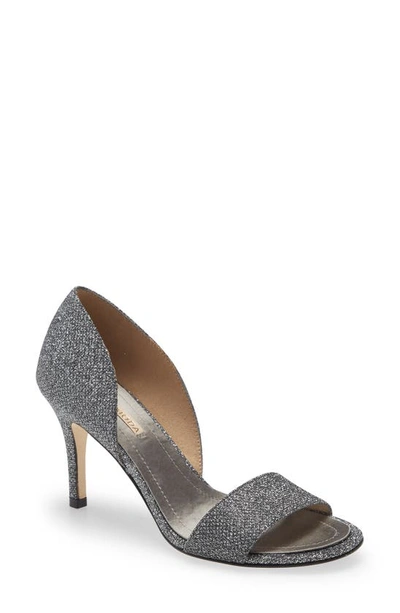 Shop Pelle Moda Rossi Metallic Open Toe Pump In Pewter