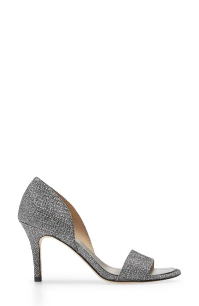 Shop Pelle Moda Rossi Metallic Open Toe Pump In Pewter