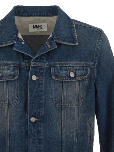 Shop Mm6 Maison Margiela Denim Jacket In Blue