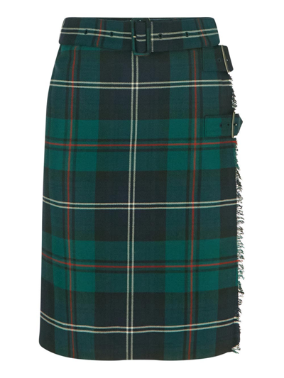 Shop Burberry Kilt Skirt In Green