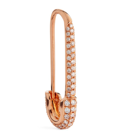 Shop Anita Ko Rose Gold And Diamond Safety Pin Single Left Earring