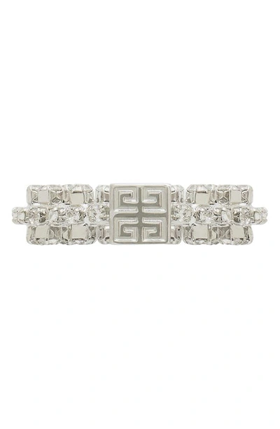 Shop Givenchy 4g Crystal Ring In 040-silver