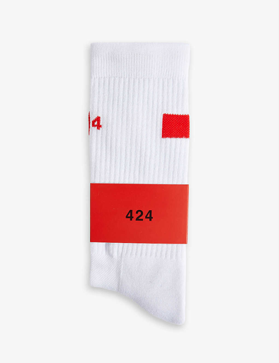 Shop 424 Logo-embellished Cotton-blend Socks In White