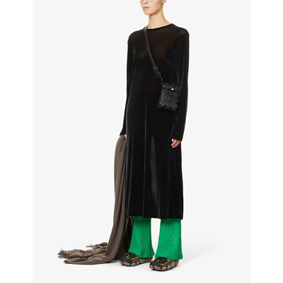 Shop Song For The Mute Scoop-neck Metallic-woven Velour Midi Dress In Black