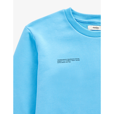 Shop Pangaia 365 Text-print Organic Cotton Sweatshirt 3-12 Years In Beach Blue