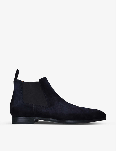 Shop Magnanni Men's Navy Shaw Suede Chelsea Boots