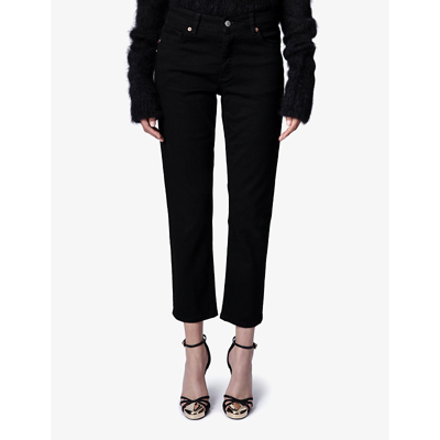Zadig & Voltaire Boyfit Cropped-leg Five-pocket Jeans In Noir