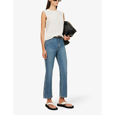 Joseph Womens Indigo Wash Duke Flared Cropped Stretch-cotton Jeans In Indigo Wash