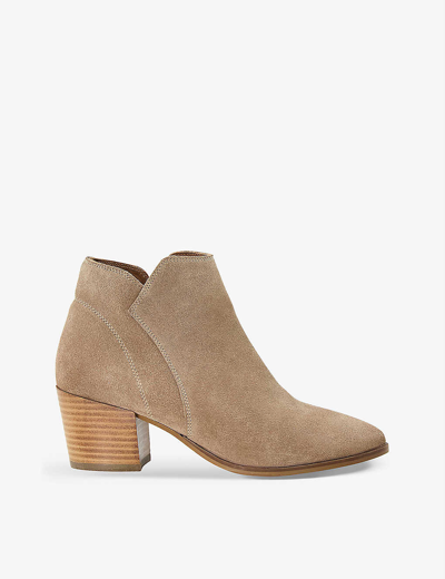 Shop Dune Women's Sand-suede Parlor Cropped-length Suede Ankle Boots In None/clear