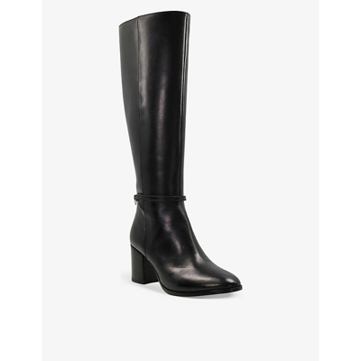 Shop Dune Tadley Snaffle-back Leather Knee-high Boots In Black-leather
