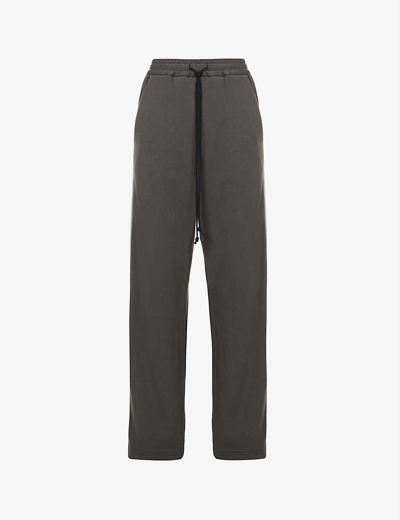 Shop Song For The Mute Contrast-tape Wide-leg Cotton-jersey Jogging Bottoms In Washed Black