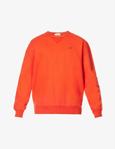 Shop Ten C Brand-embroidered Oversized Cotton-jersey Sweatshirt In Orange