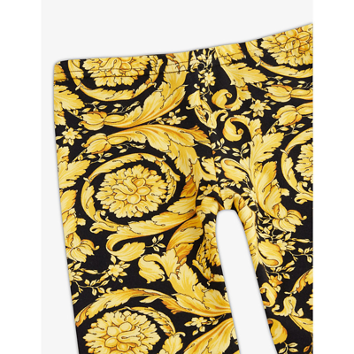 Shop Versace Barocco Graphic-print Stretch-cotton Jersey Leggings 6-36 Months In Multicolor