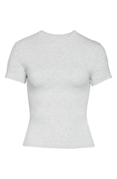 Shop Skims Stretch Cotton T-shirt In Light Heather Grey