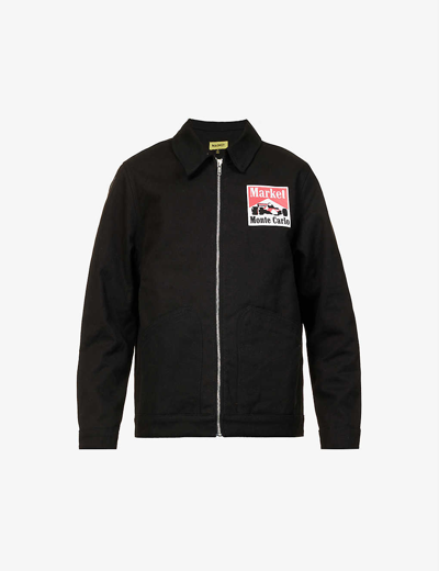 Shop Market Graphic-print Racing Cotton-canvas Jacket In Black