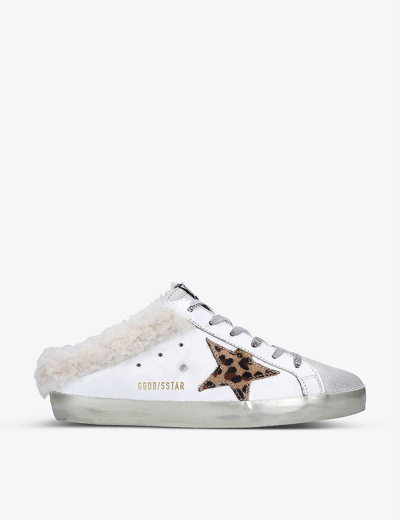 Shop Golden Goose Women's White/oth Superstar Sabot 81811 Leather And Shearling Trainers
