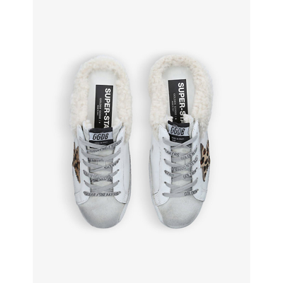 Shop Golden Goose Womens White/oth Superstar Sabot 81811 Leather And Shearling Trainers