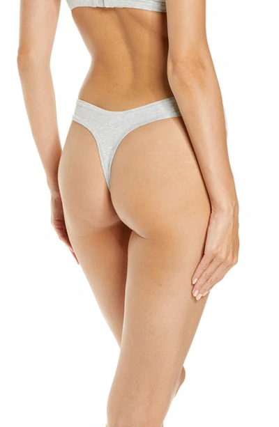 Skims Stretch Cotton Dipped Thong In Light Heather Grey