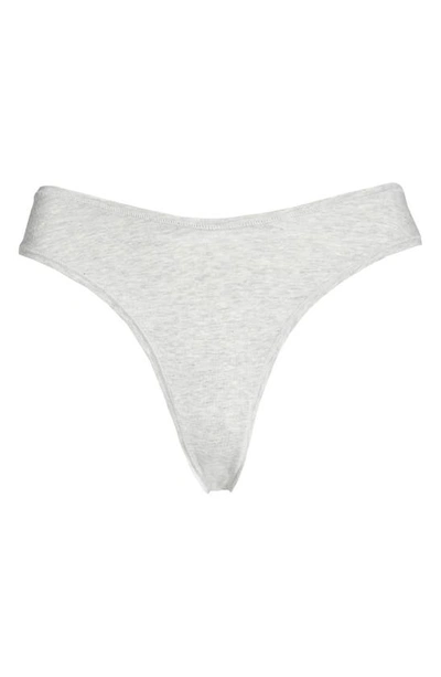 Shop Skims Cotton Stretch Jersey Dipped Thong In Light Heather Grey