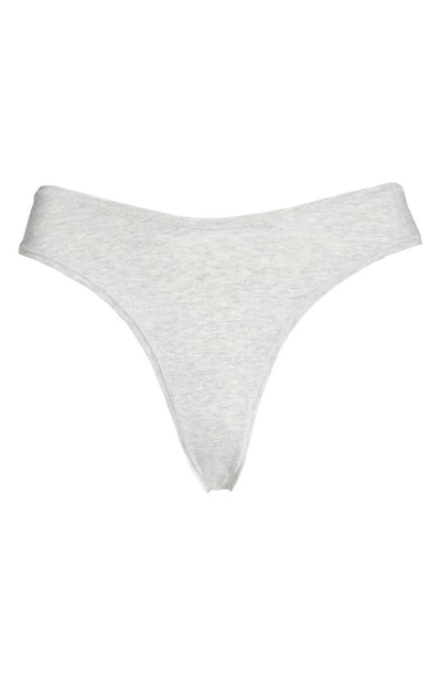 Skims Stretch Cotton Dipped Thong In Light Heather Grey