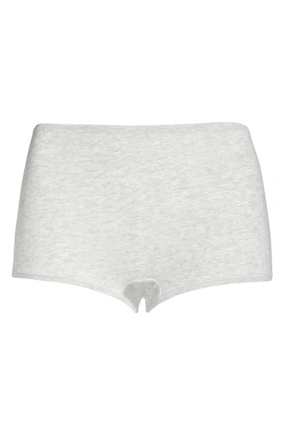 Shop Skims Stretch Cotton Jersey Boyshorts In Light Heather Grey