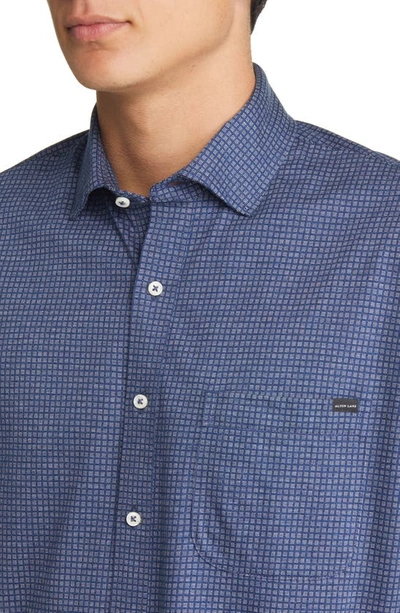 Shop Alton Lane Walker Seasonal Knit Button-up Shirt In Dark Blue Squares