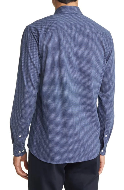 Shop Alton Lane Walker Seasonal Knit Button-up Shirt In Dark Blue Squares