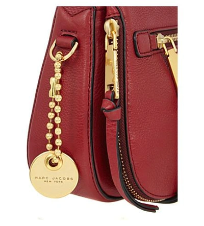 Shop Marc Jacobs Recruit Small Grained Leather Saddle Bag In Ruby Rose