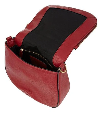 Shop Marc Jacobs Recruit Small Grained Leather Saddle Bag In Ruby Rose