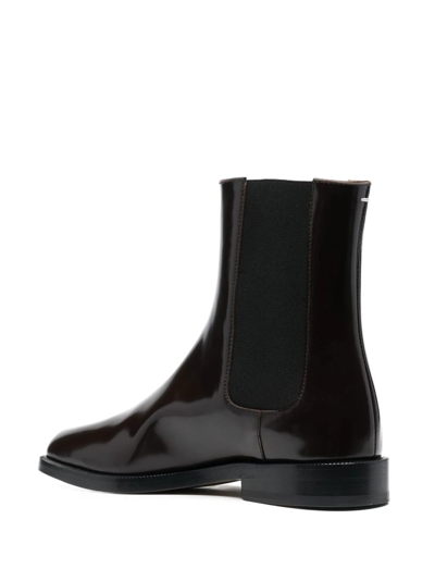 Shop Maison Margiela Tabi Leather Chelsea Boots In Brown