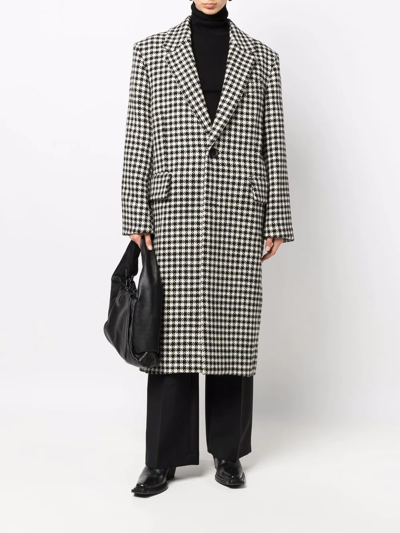 Shop Ami Alexandre Mattiussi Houndstooth Single-breasted Overcoat In White
