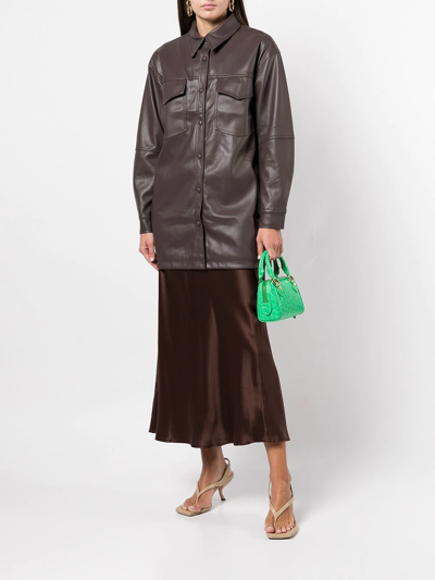 Shop Apparis Long-sleeve Leather-look Shirt In Brown