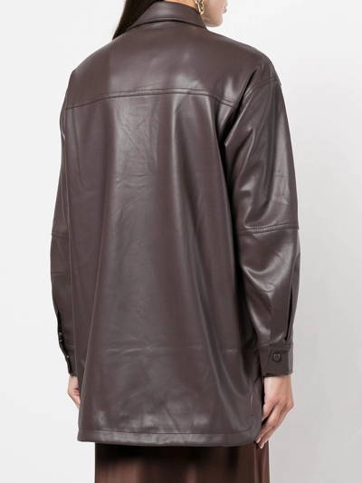 Shop Apparis Long-sleeve Leather-look Shirt In Brown